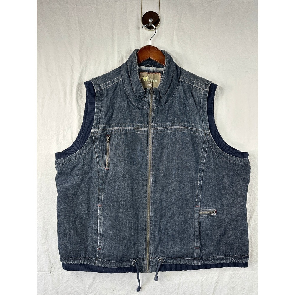 Vintage Natural Reflections Womens 3X Denim Vest Plaid Lined Dark Wash Full Zip - Picture 4 of 6